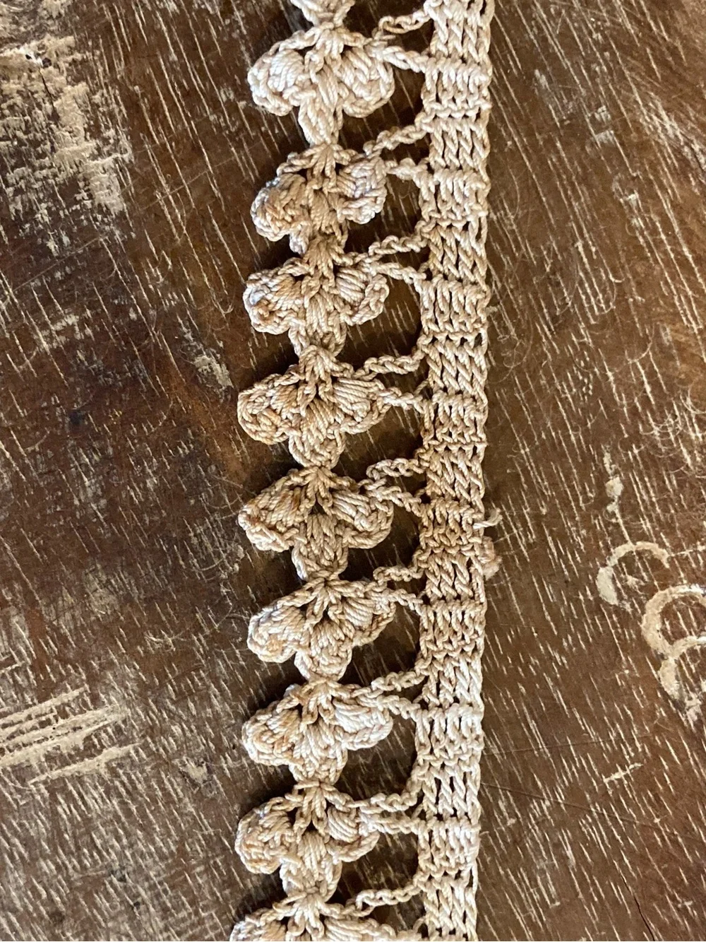 Vintage Crochet Trim Lace - Beige & Brown 39”